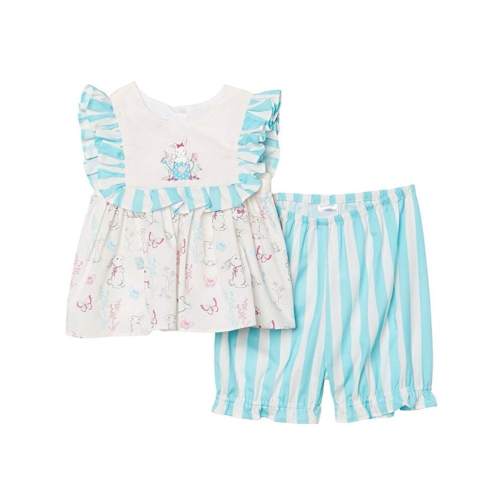 PIPPA AND JULIE Bunny Stripe Ruffle 2-Piece Dress & Bloomers Set